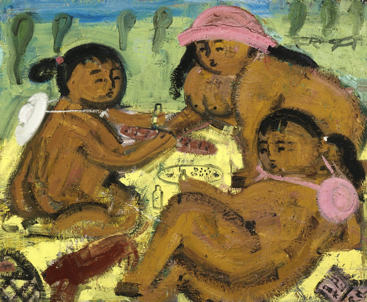 Monica Kim Garza, Picnic 2024-2025 — Oil on canvas — 143 x 174 x 4 cm