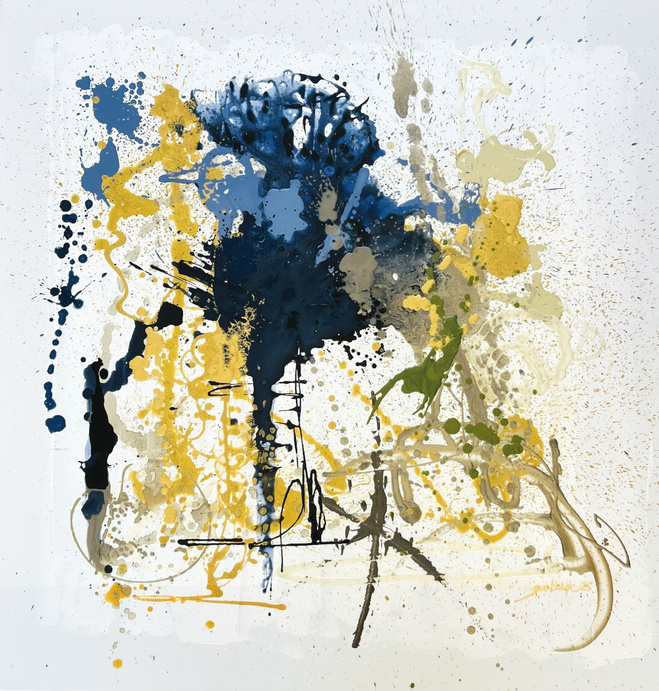 GABAN, Eveil des Tensions, 2025 — Acrylique sur toile — 100 x 100 cm