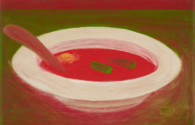 Miriam Cahn, o.t., 21.+30.10 +18.11.25, 2025 — Huile sur toile 23 x 29 cm